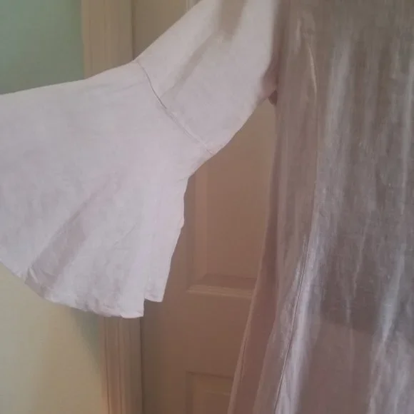 LUNGO L'ARNO Linen Swing Dress with Bell Sleeves - Picture 5 of 11